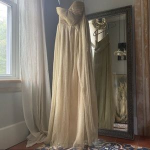 Bhldn Jenny Yoo gold maxi dress